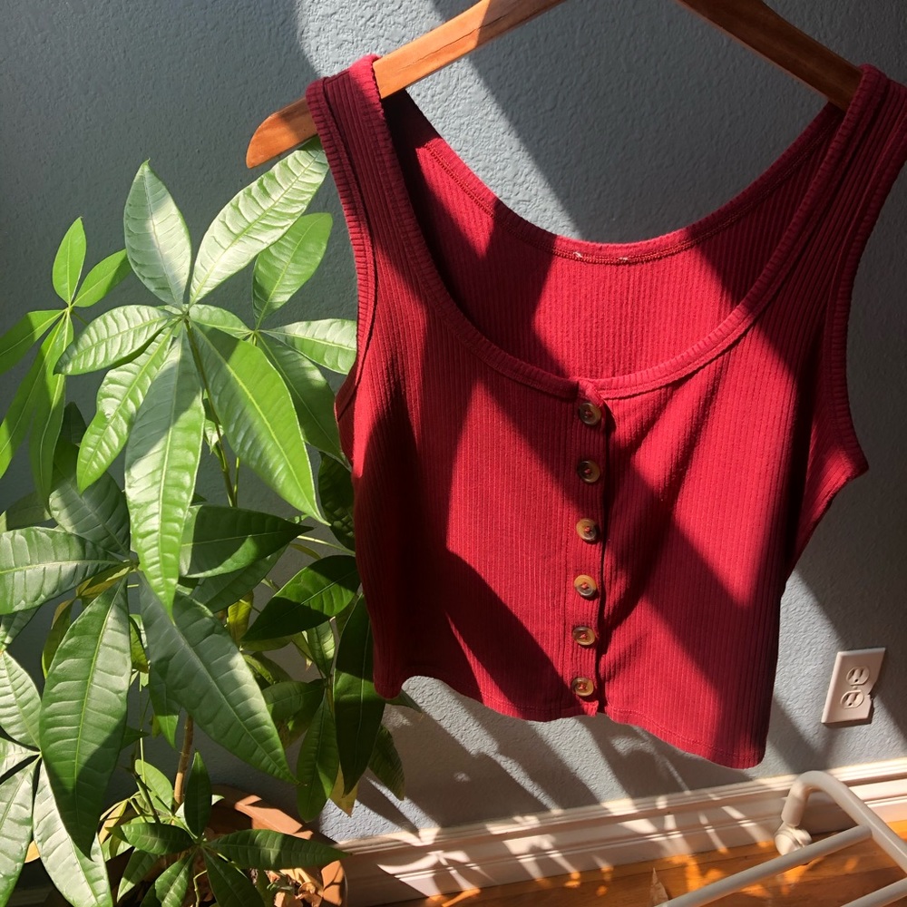 Cropped Burgundy blouse with buttons